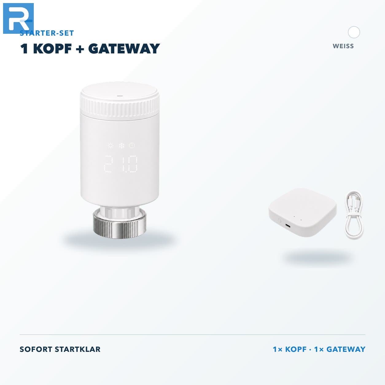 Heizkörperthermostat Smart Zigbee Weiß Starter-Set 1 Kopf