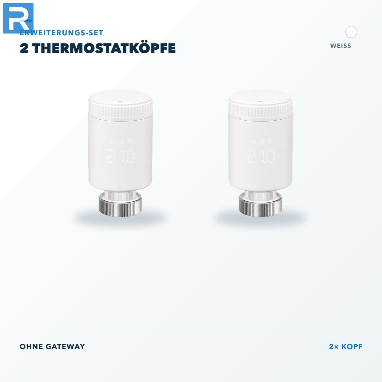 Heizkörperthermostat Smart Zigbee Weiß Erweiterung 2 Köpfe