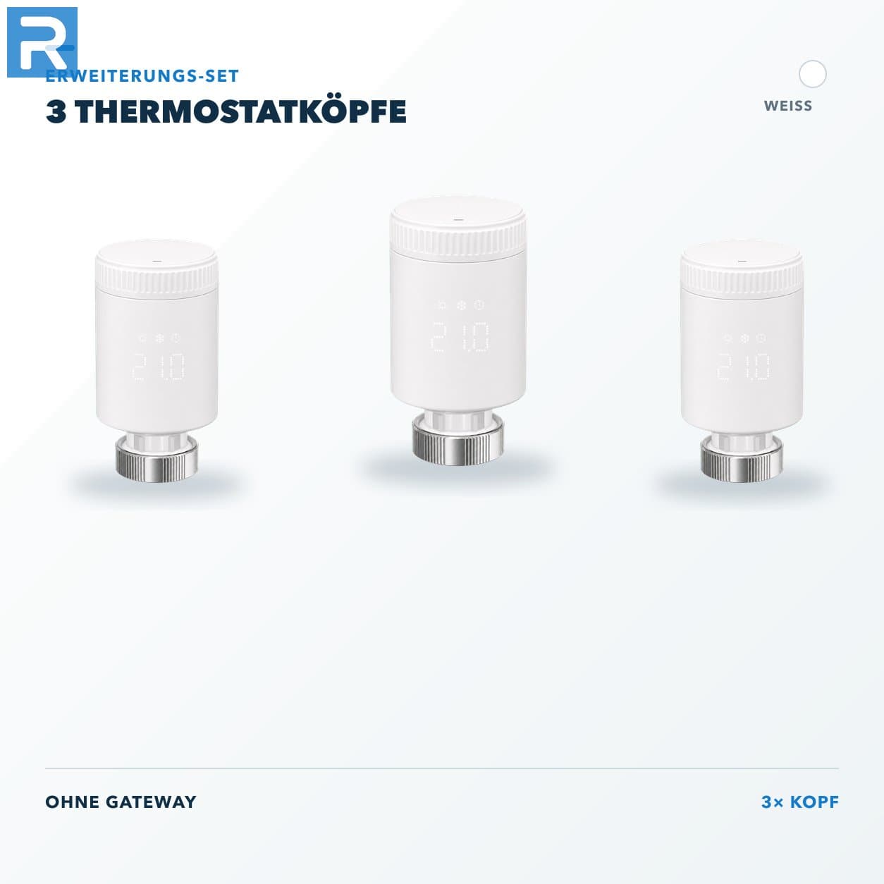 Heizkörperthermostat Smart Zigbee Weiß Erweiterung 3 Köpfe