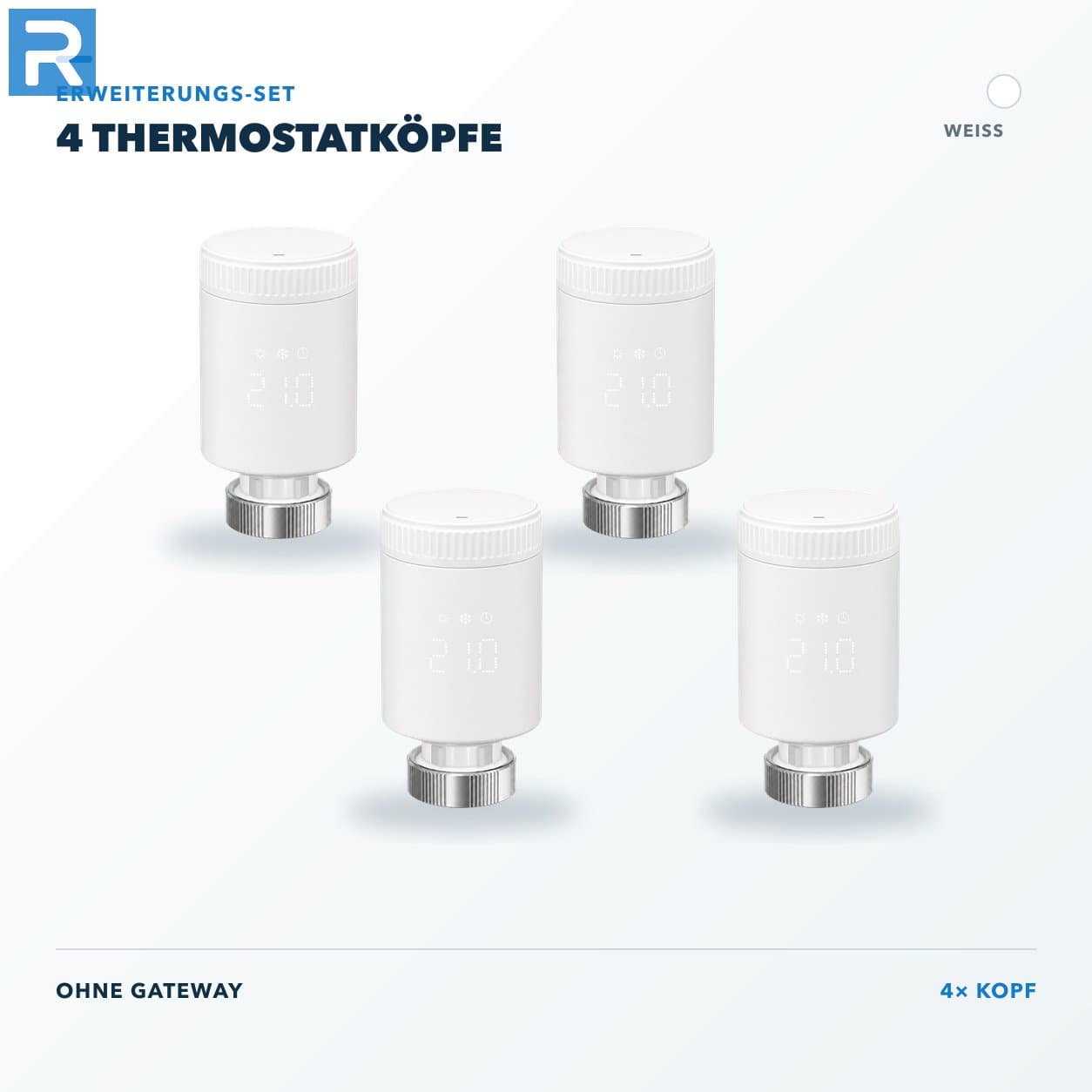 Heizkörperthermostat Smart Zigbee Weiß Erweiterung 4 Köpfe