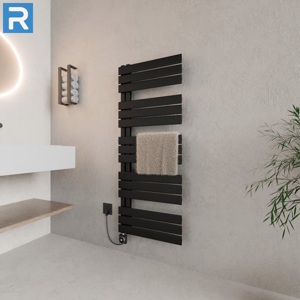 Handtuchheizkörper elektrisch seitlich offen 60x140 cm Schwarz