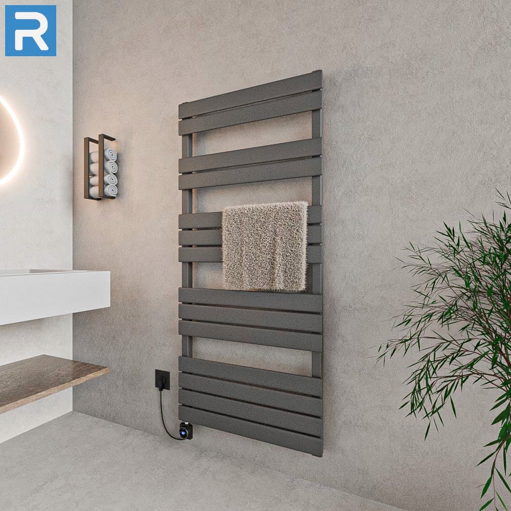 Handtuchheizkörper Mittelanschluss 60x140 cm Anthrazit, Mischbetrieb