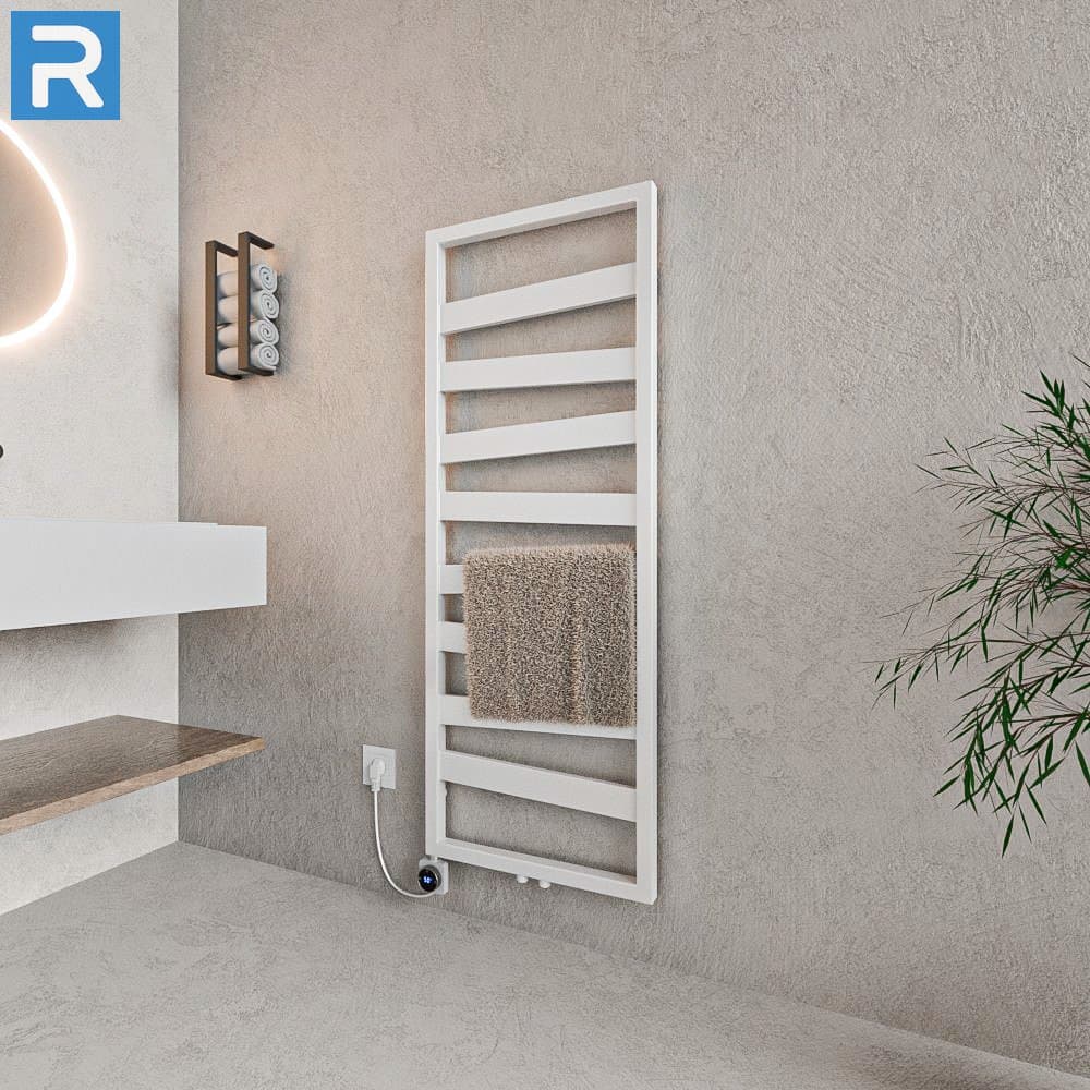Badheizkörper Zigzag-Form 50x134 cm Weiß, Mischbetrieb