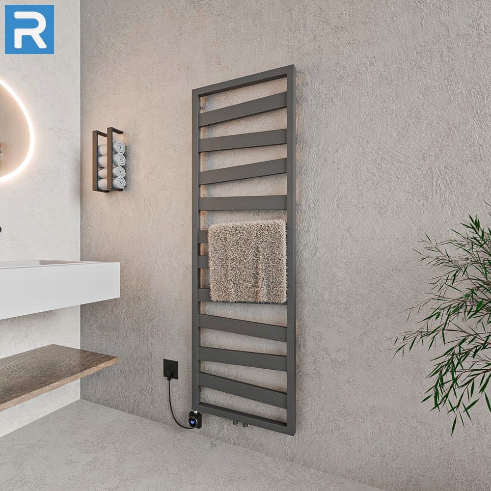 Badheizkörper Zigzag-Form 50x156 cm Anthrazit, Mischbetrieb