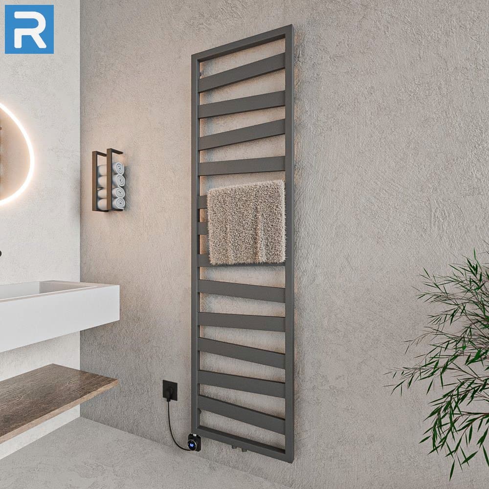 Badheizkörper Zigzag-Form 50x182 cm Anthrazit, Mischbetrieb