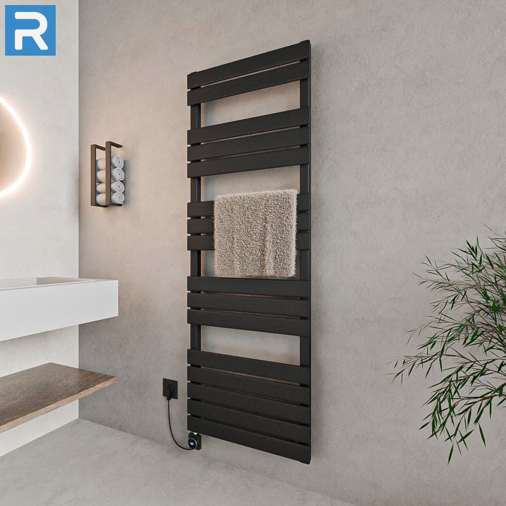 Handtuchheizkörper Mittelanschluss 50x160 cm Schwarz, Mischbetrieb