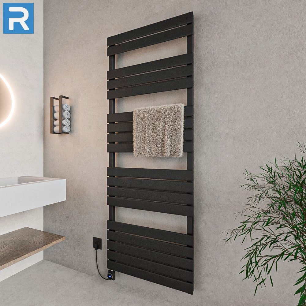 Handtuchheizkörper Mittelanschluss 60x180 cm Schwarz, Mischbetrieb