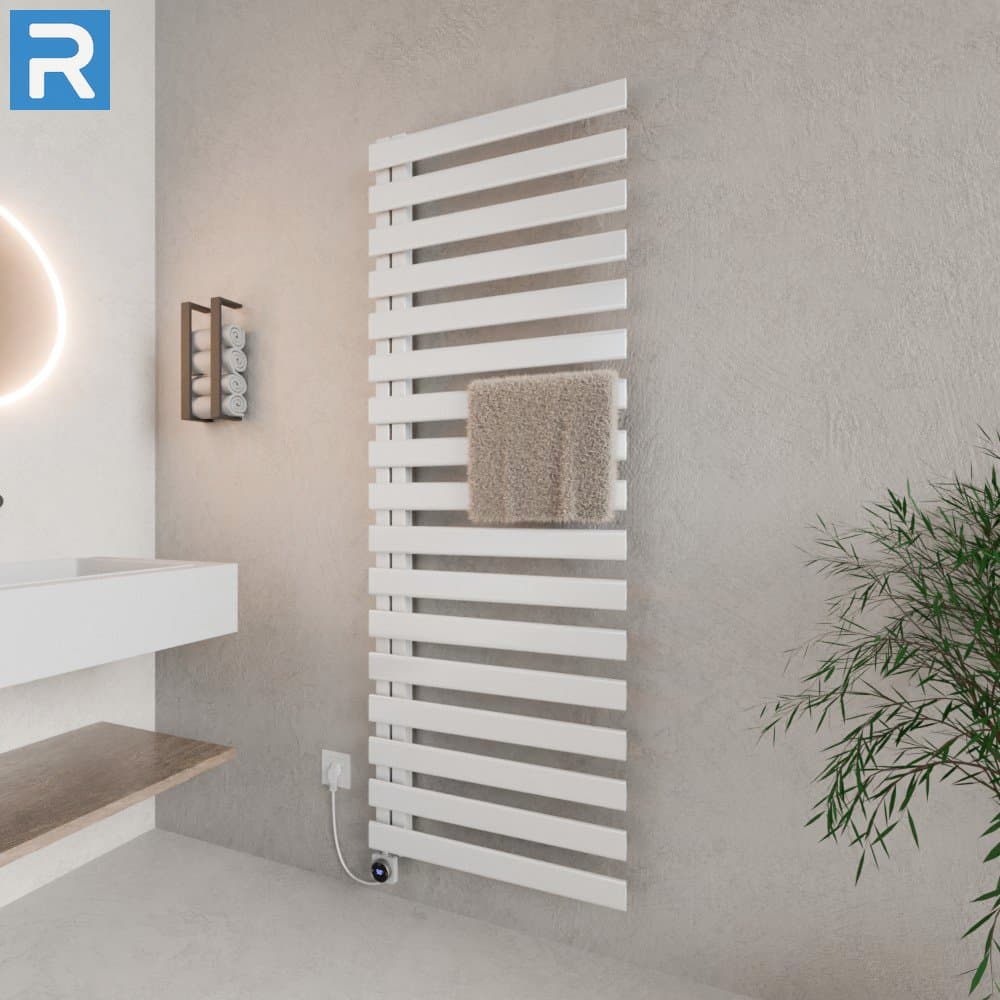 Premium Handtuchheizkörper elektrisch 60x183 cm Weiß, befüllt steckerfertig