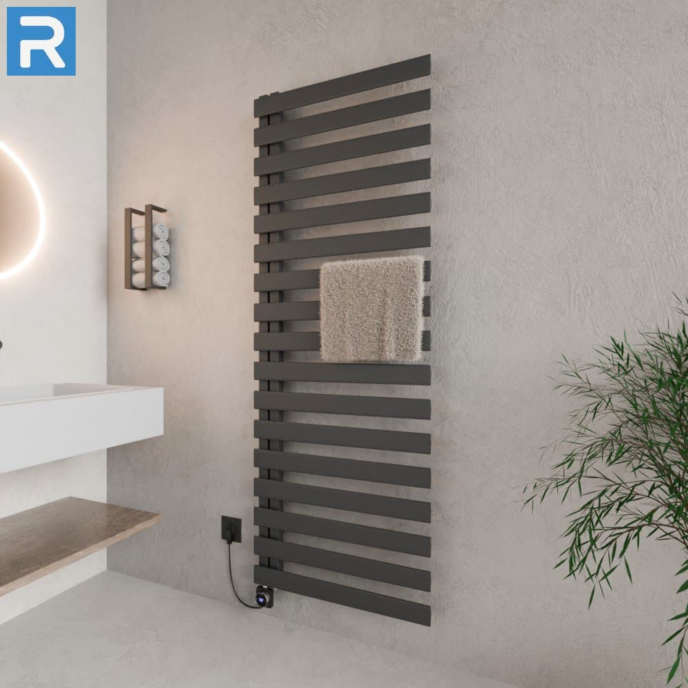 Premium Handtuchheizkörper elektrisch 60x183 cm Anthrazit, befüllt steckerfertig
