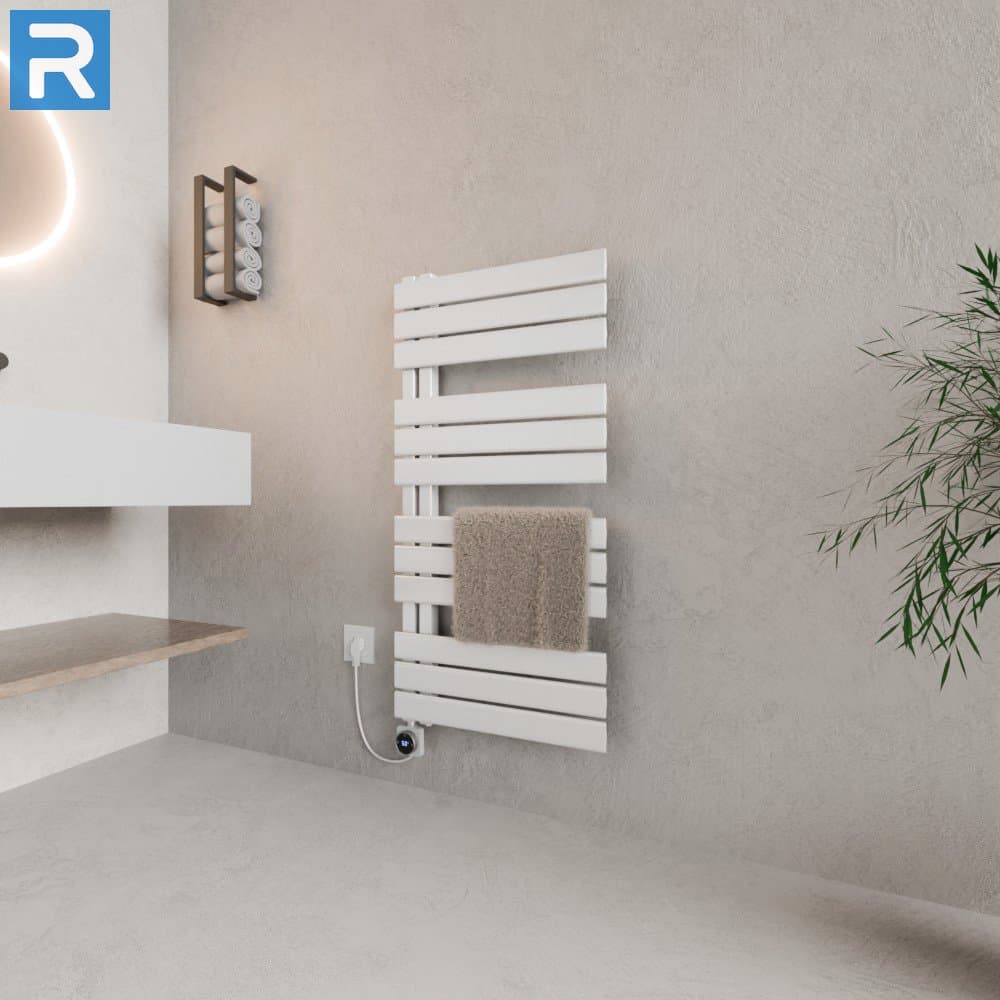 Handtuchheizkörper elektrisch seitlich offen 60x115 cm Weiß, mit Thermoflüssigkeit