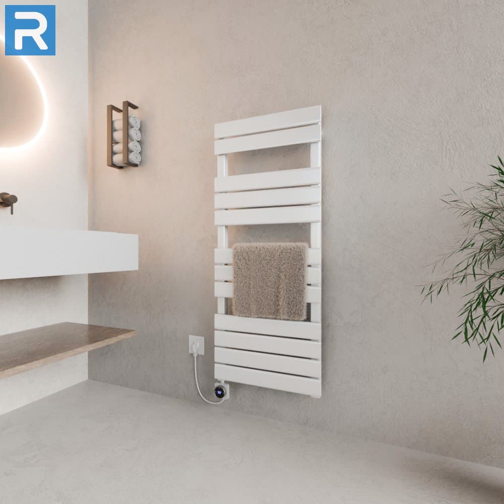 Handtuchheizkörper elektrisch Mittelanschluss 50x120 cm Weiß, mit Thermoflüssigkeit