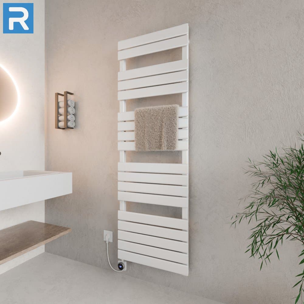 Handtuchheizkörper elektrisch Mittelanschluss 60x180 cm Weiß, mit Thermoflüssigkeit