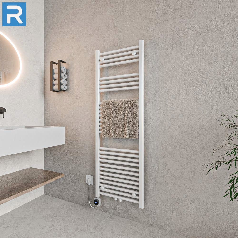 Standard Badheizkörper elektrisch Rundrohr 50x140 cm Weiß, mit Thermoflüssigkeit