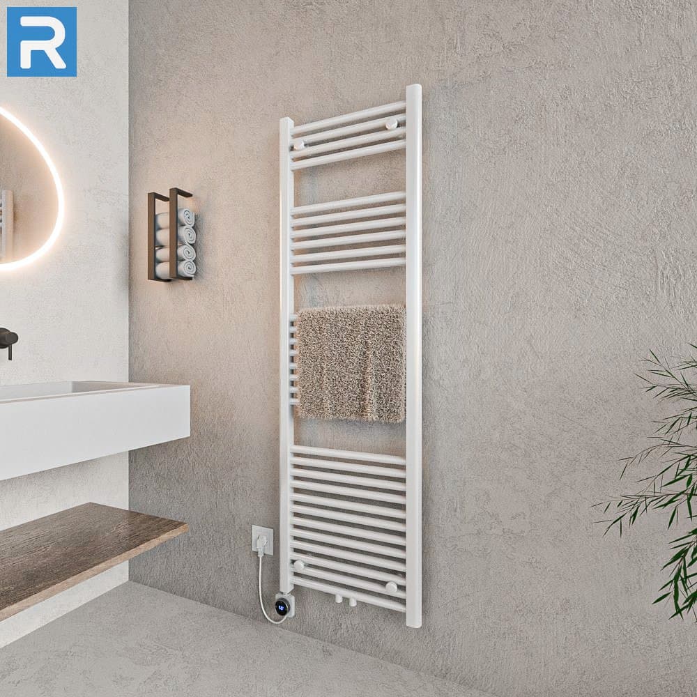 Standard Badheizkörper elektrisch Rundrohr 50x160 cm Weiß, mit Thermoflüssigkeit