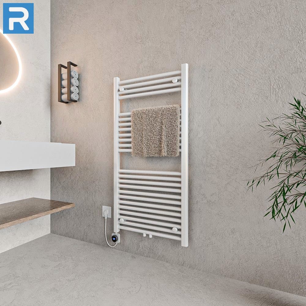Standard Badheizkörper elektrisch Rundrohr 60x120 cm Weiß, mit Thermoflüssigkeit