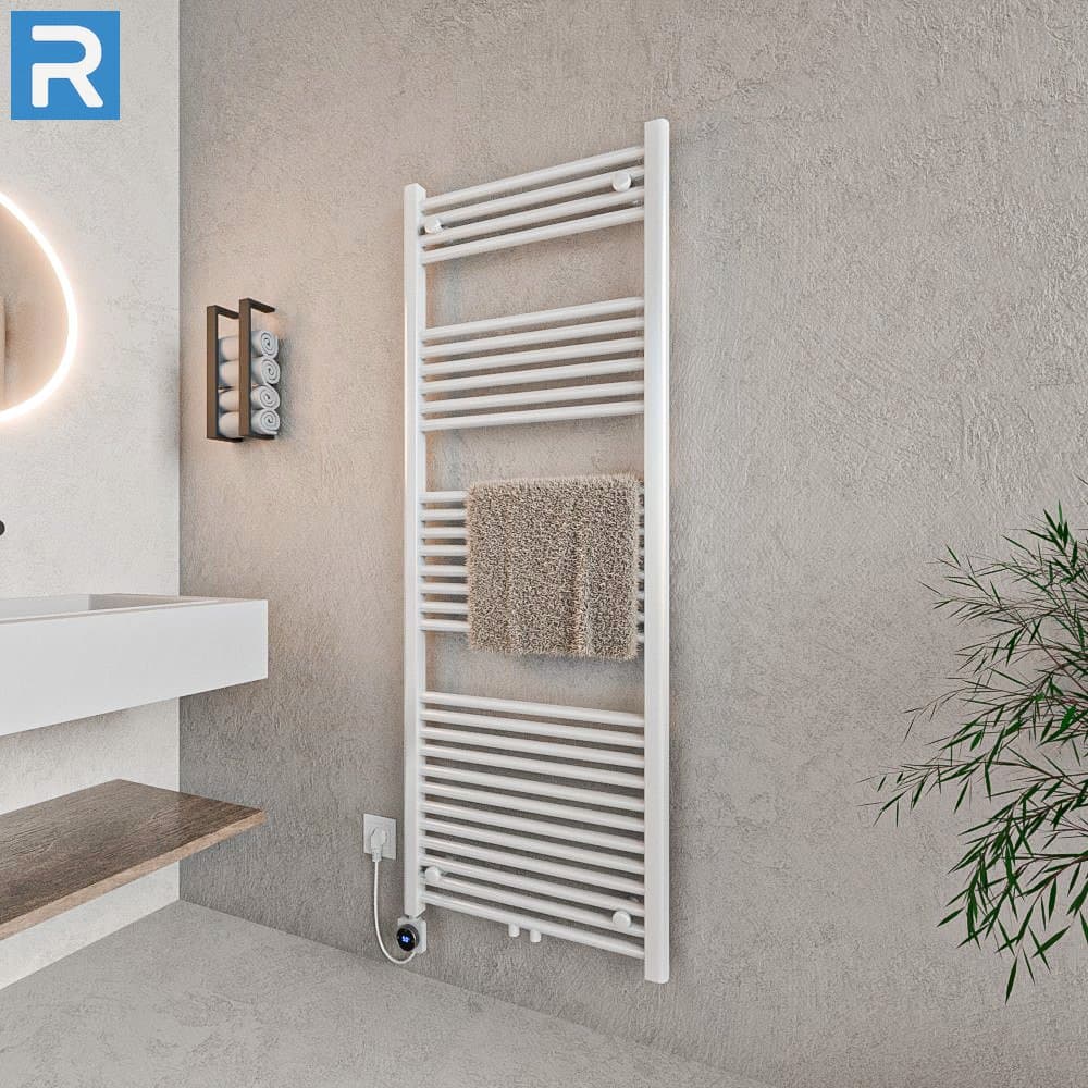 Standard Badheizkörper elektrisch Rundrohr 60x160 cm Weiß, mit Thermoflüssigkeit