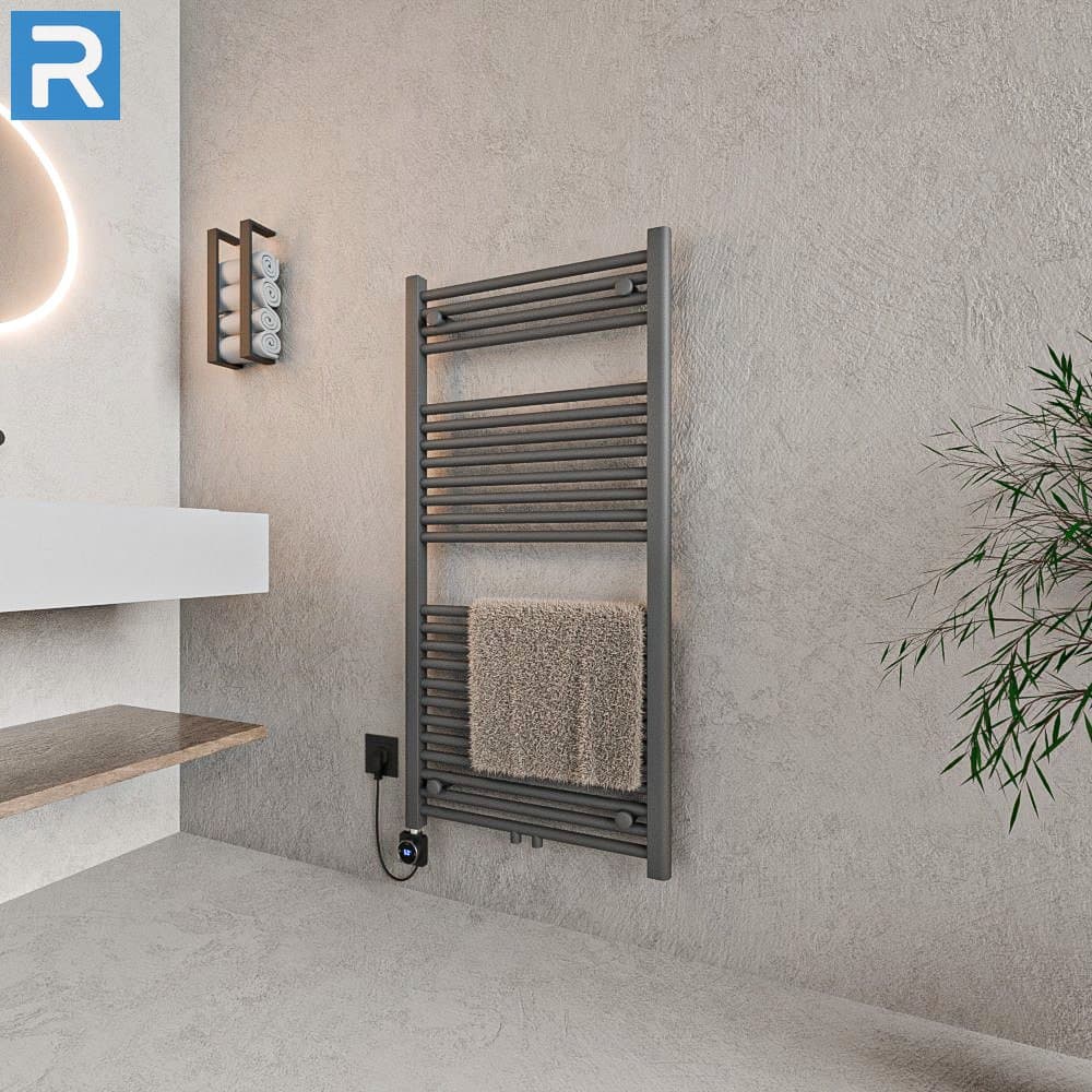 Standard Badheizkörper elektrisch Rundrohr 60x120 cm Anthrazit, mit Thermoflüssigkeit