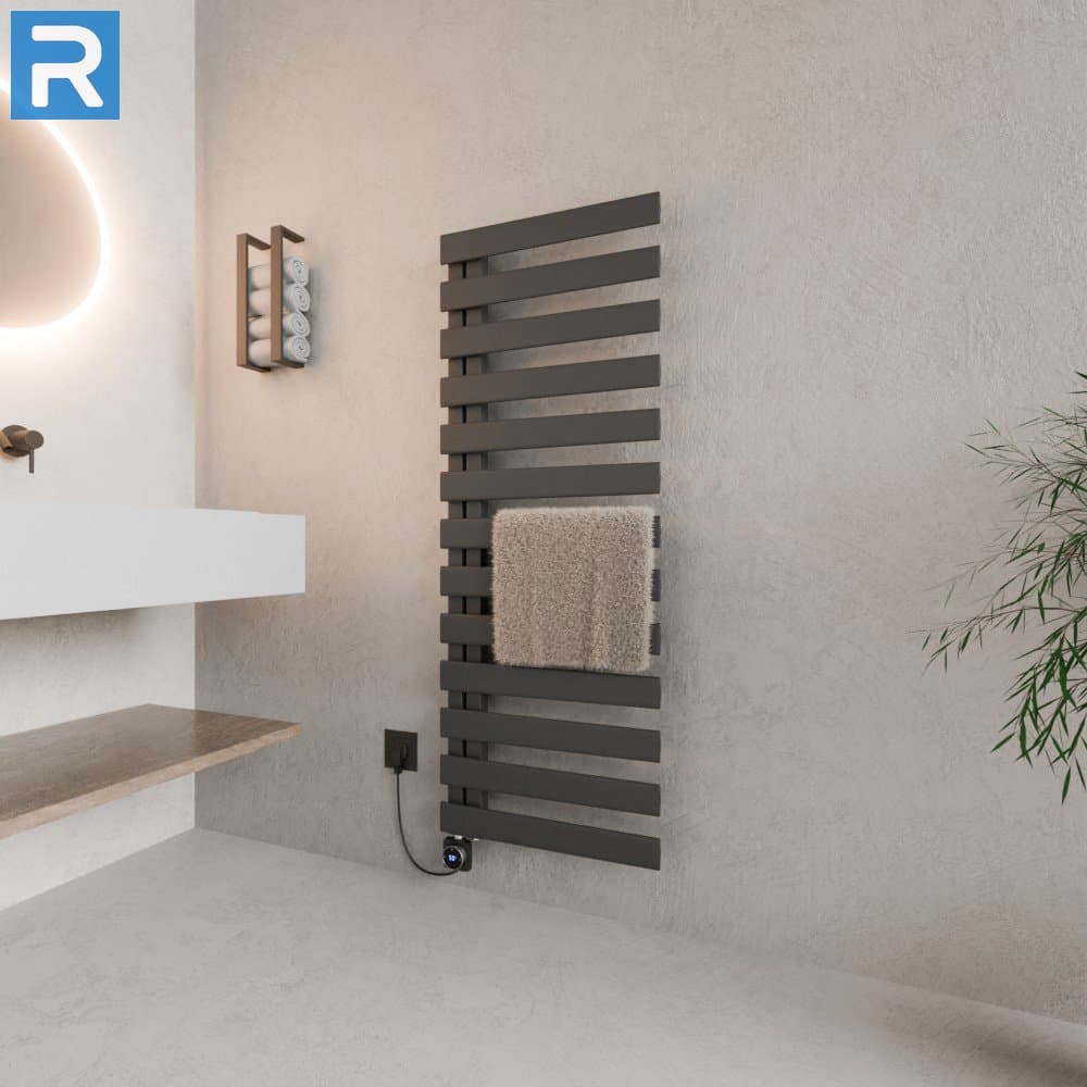 Premium Handtuchheizkörper elektrisch 50x140 cm Anthrazit, mit Thermoflüssigkeit