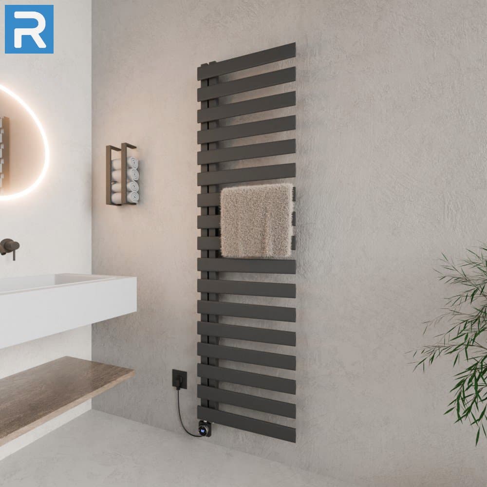 Premium Handtuchheizkörper elektrisch 50x183 cm Anthrazit, mit Thermoflüssigkeit