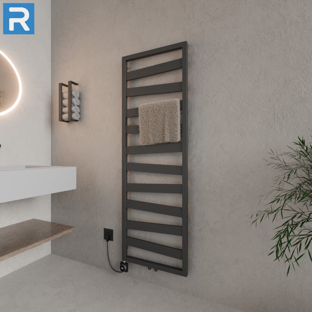 Badheizkörper elektrisch Zigzag-Form 50x156 cm Anthrazit, mit Thermoflüssigkeit
