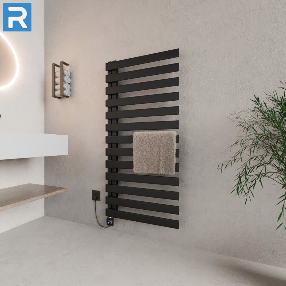 Premium Handtuchheizkörper elektrisch 60x140 cm Schwarz, mit Thermoflüssigkeit
