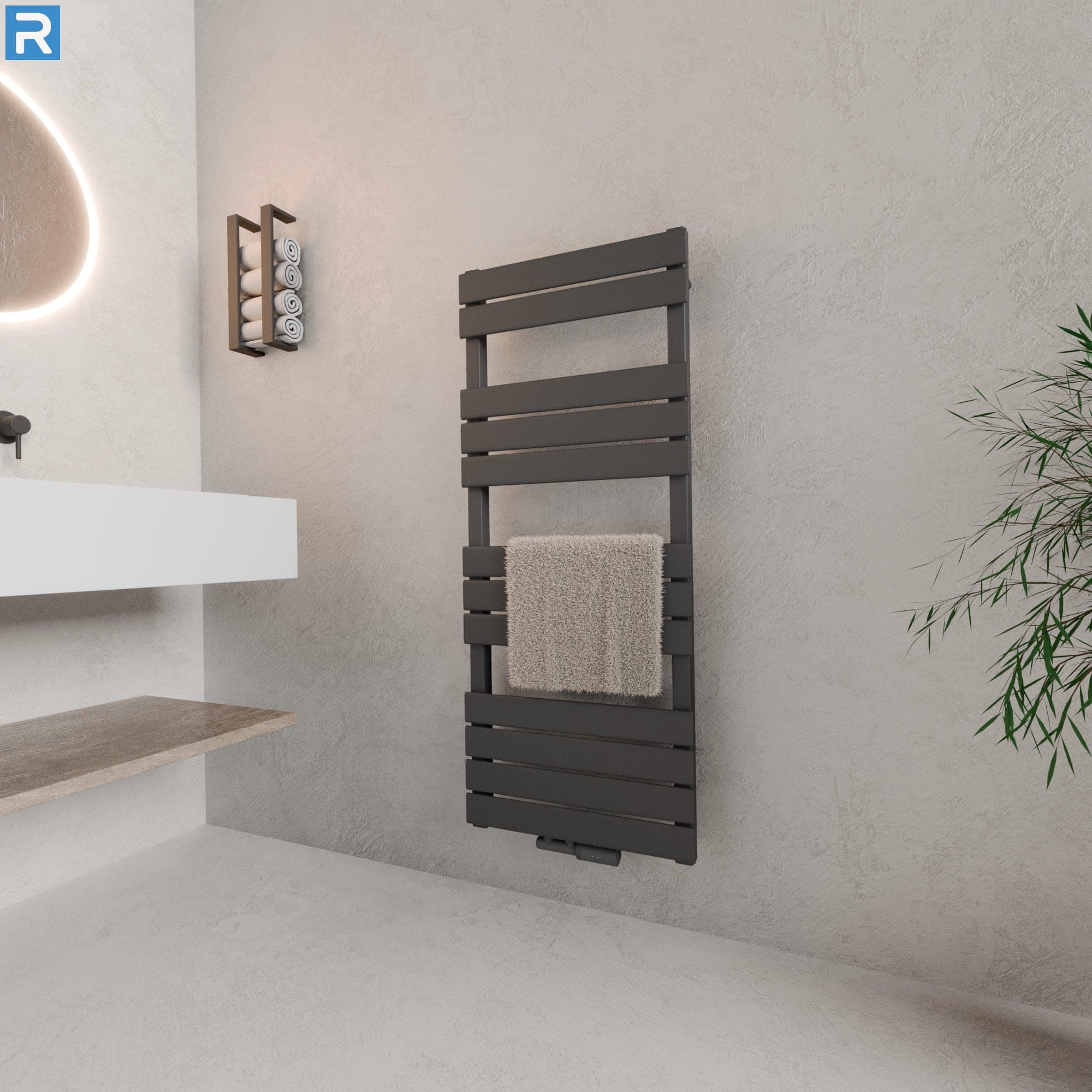 Handtuchheizkörper Mittelanschluss 50x120 cm Anthrazit, mit Ventilset