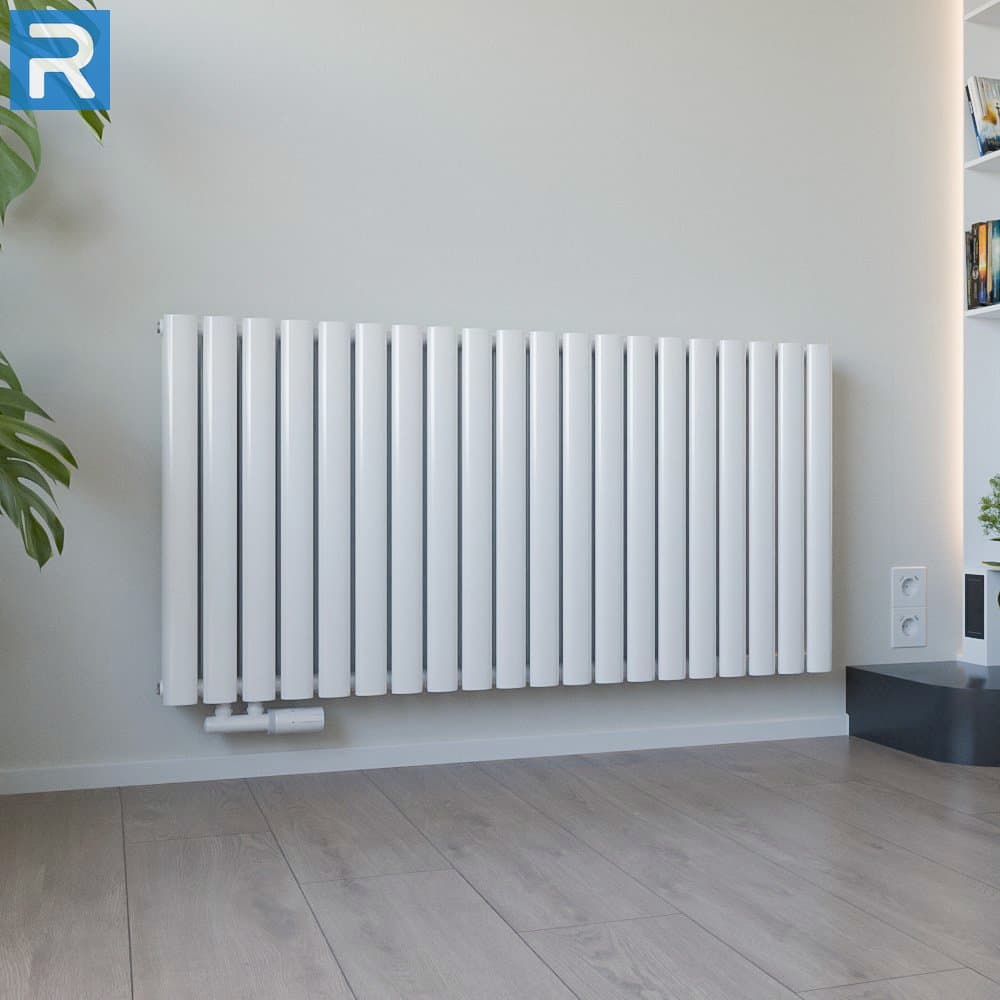 Paneelheizkörper Katzenauge horizontal 120x60 cm Weiß, mit Ventilset