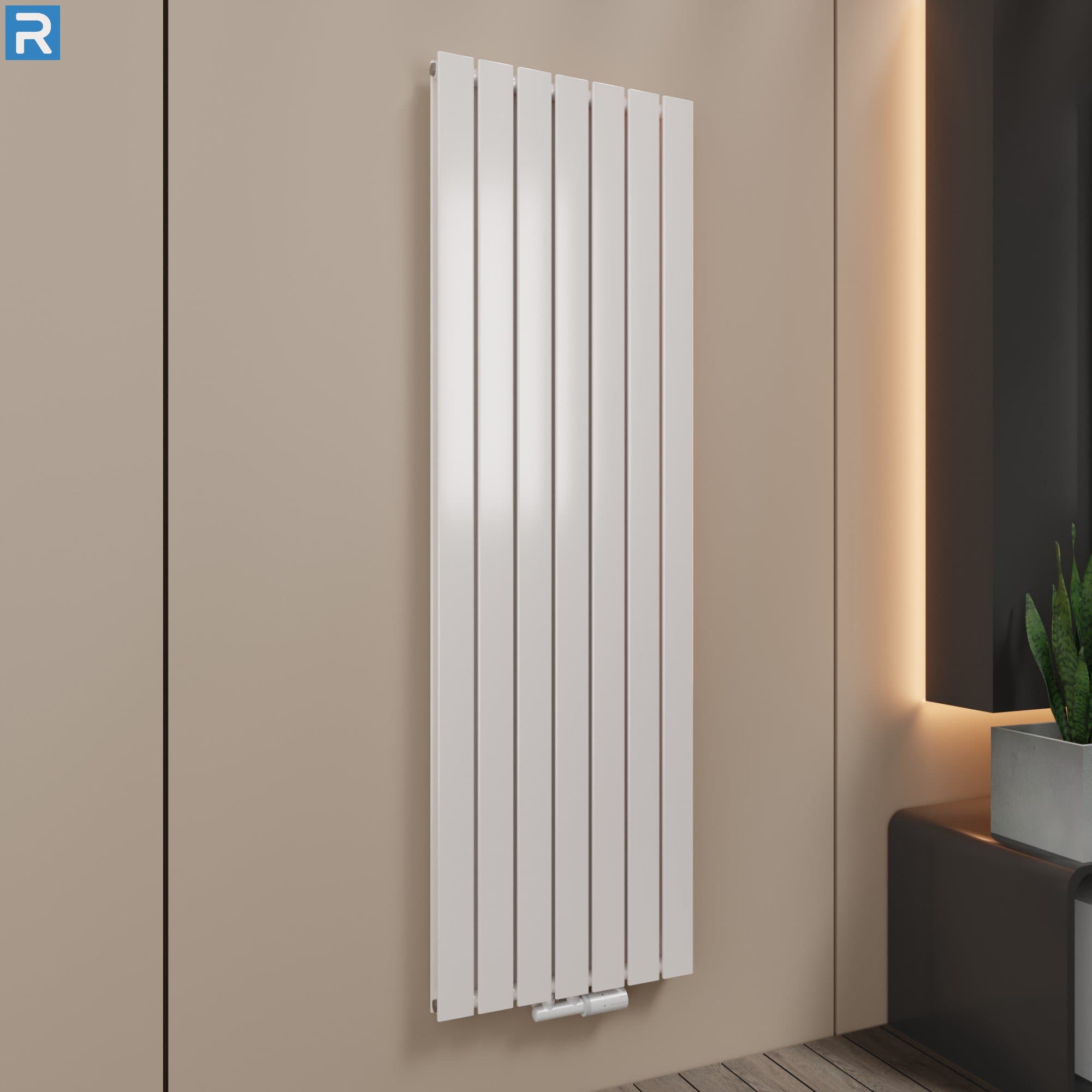 Paneelheizkörper vertikal doppellagig 53x180 cm Weiß, mit Ventilset