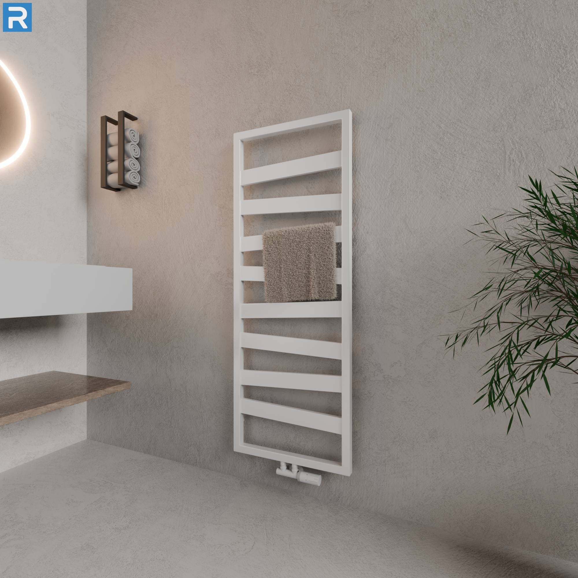 Badheizkörper Zigzag-Form 50x134 cm Weiß, mit Ventilset