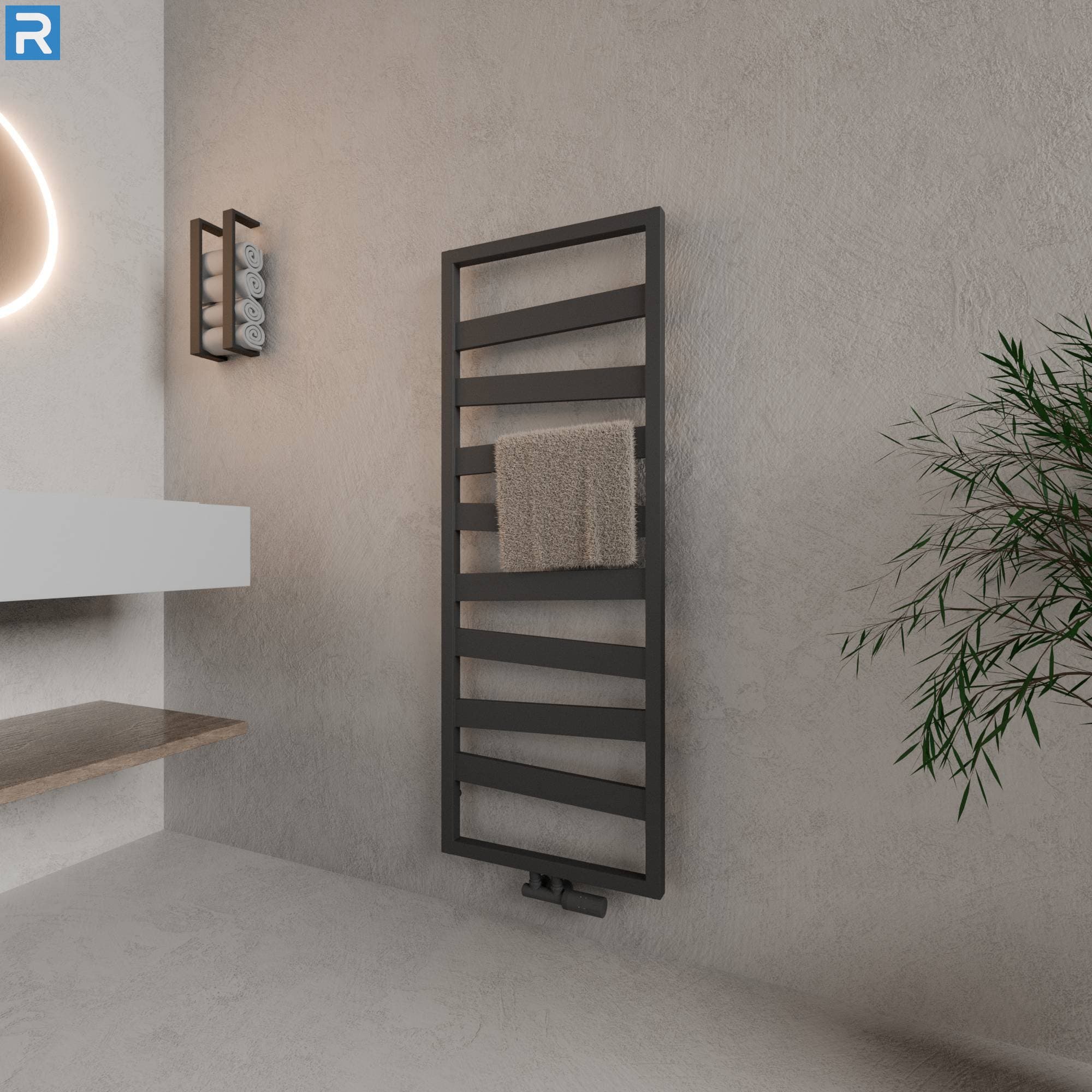 Badheizkörper Zigzag-Form 50x134 cm Anthrazit, mit Ventilset
