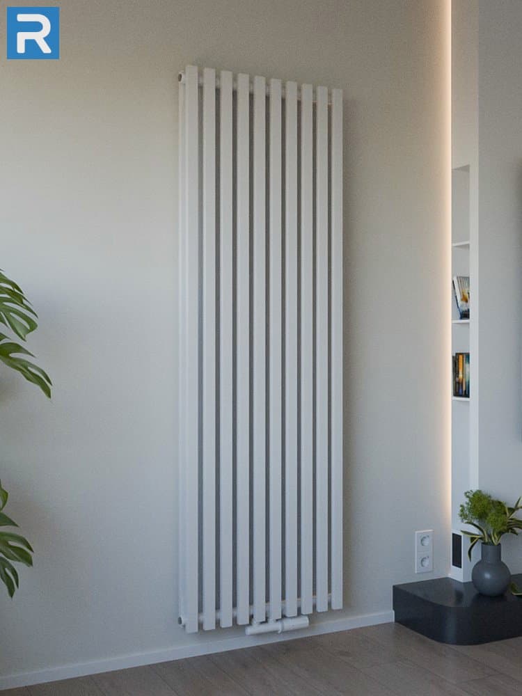 Design Paneelheizkörper vertikal 60x180 cm Weiß, mit Ventilset