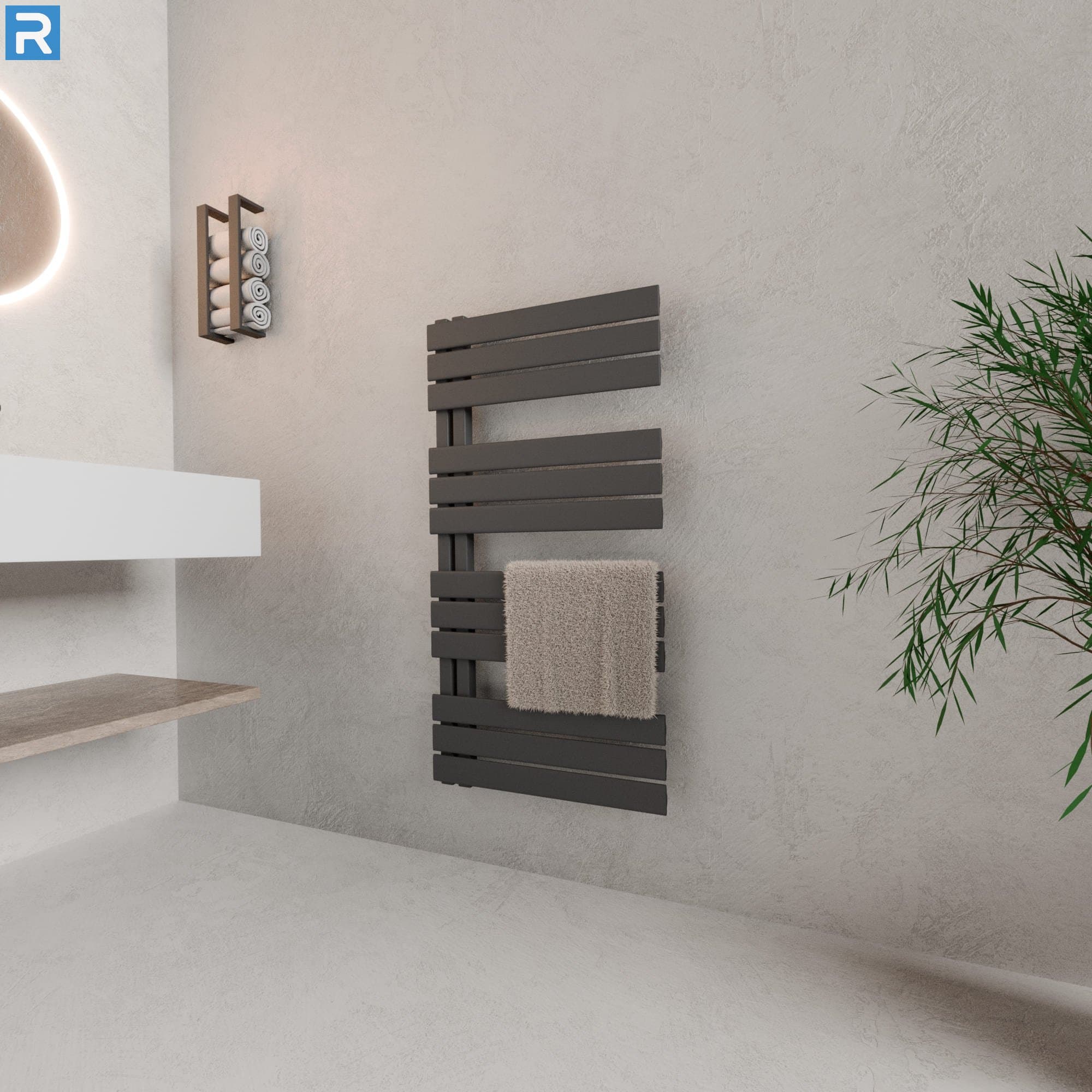 Handtuchheizkörper seitlich offen 60x115 cm Anthrazit