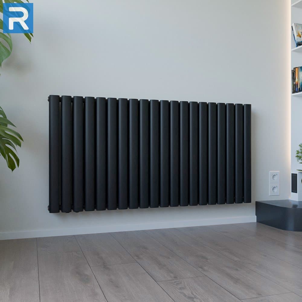 Paneelheizkörper Katzenauge horizontal 120x60 cm Schwarz