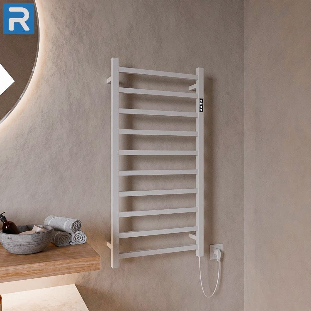 Handtuchwärmer elektrisch eckige Rohre 50x100 cm Weiß