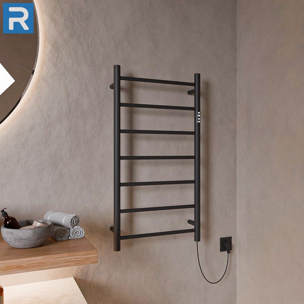 Handtuchwärmer elektrisch runde Rohre 50x100 cm Schwarz