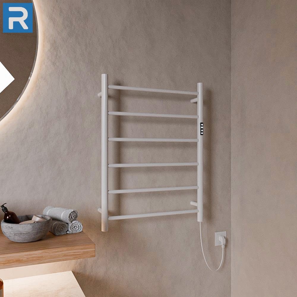 Handtuchwärmer elektrisch runde Rohre 60x80 cm Weiß