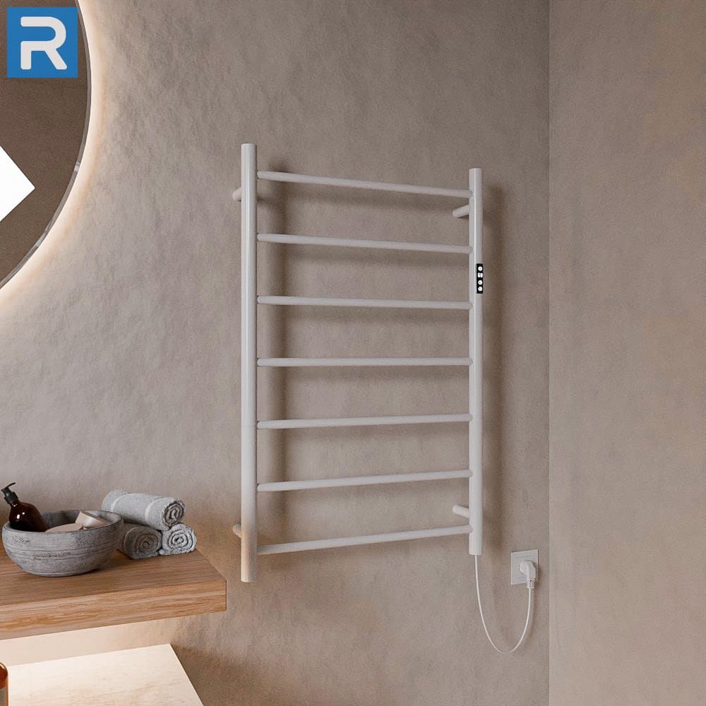 Handtuchwärmer elektrisch runde Rohre 60x100 cm Weiß