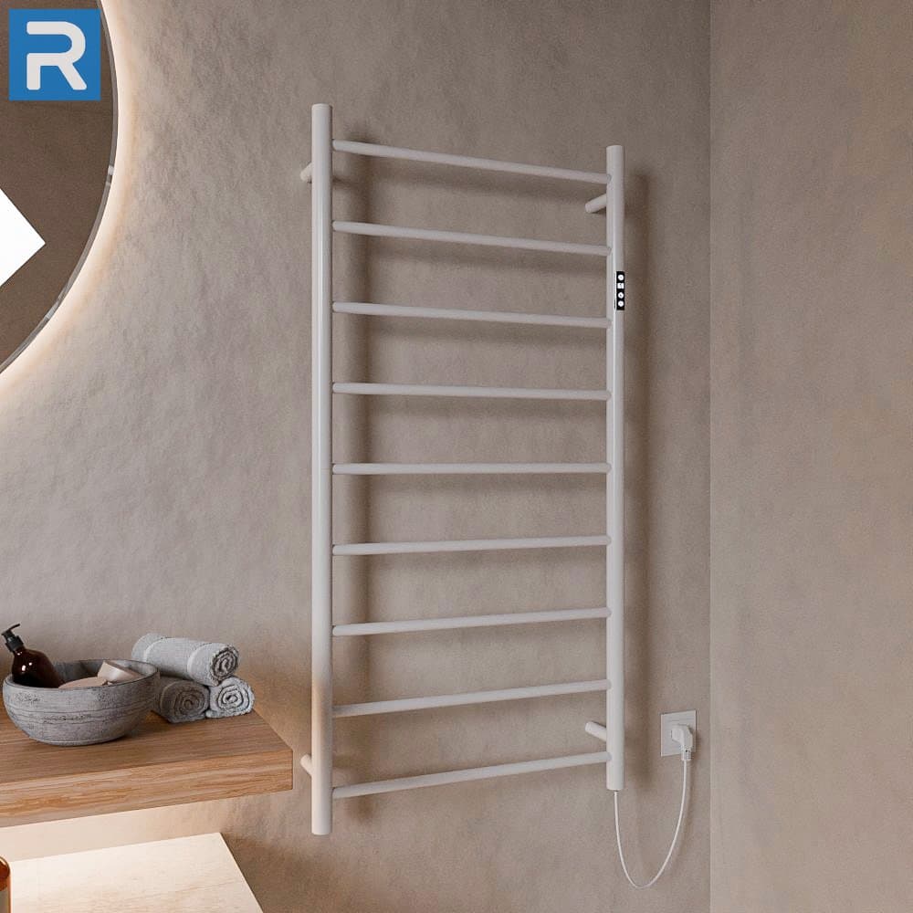 Handtuchwärmer elektrisch runde Rohre 60x120 cm Weiß