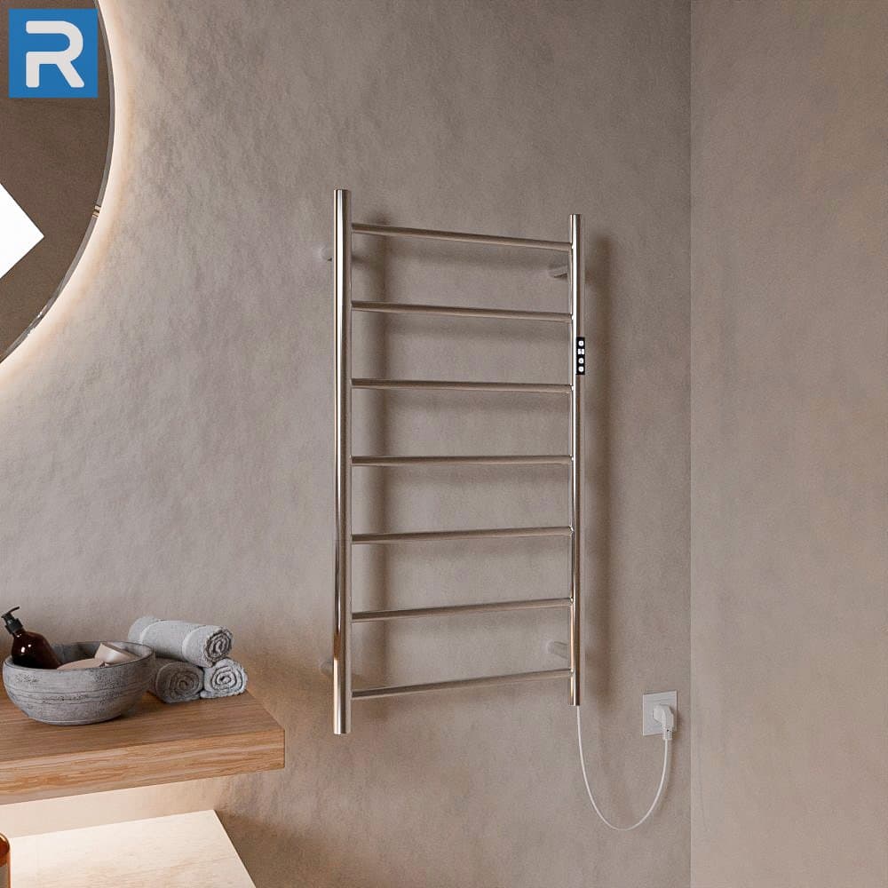 Handtuchwärmer elektrisch Edelstahl runde Rohre 50x100 cm