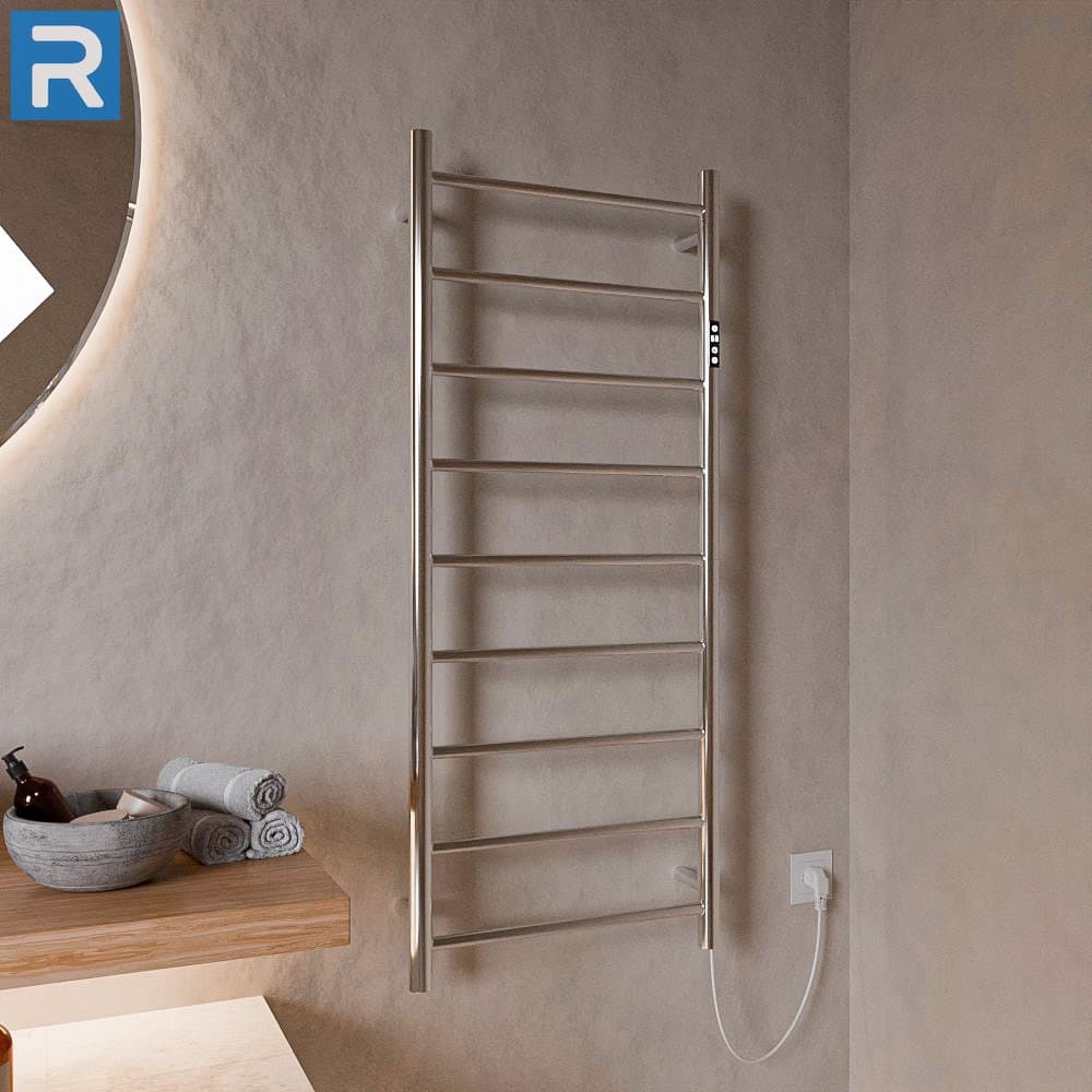 Handtuchwärmer elektrisch Edelstahl runde Rohre 50x120 cm