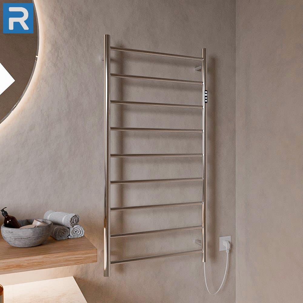 Handtuchwärmer elektrisch Edelstahl runde Rohre 60x120 cm