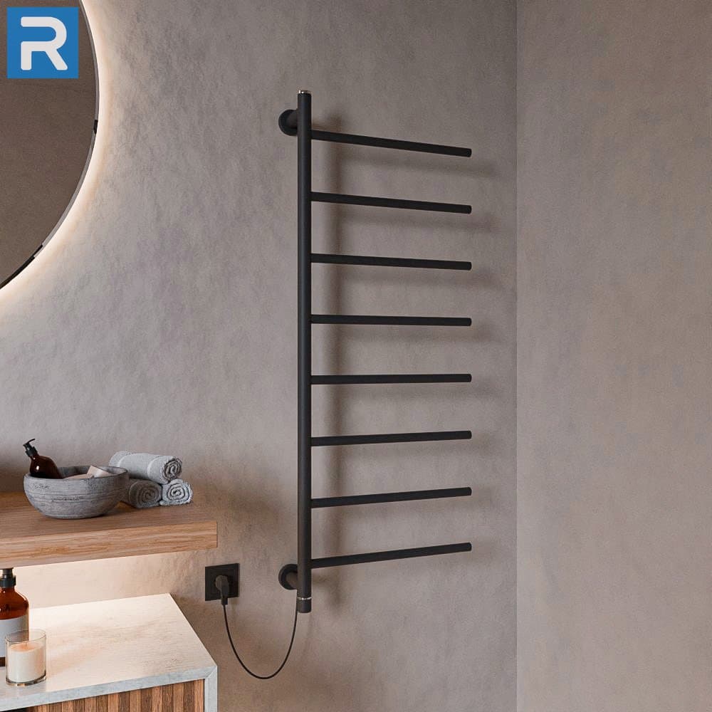 Handtuchwärmer elektrisch One-Click seitlich offen 50x120 cm Schwarz
