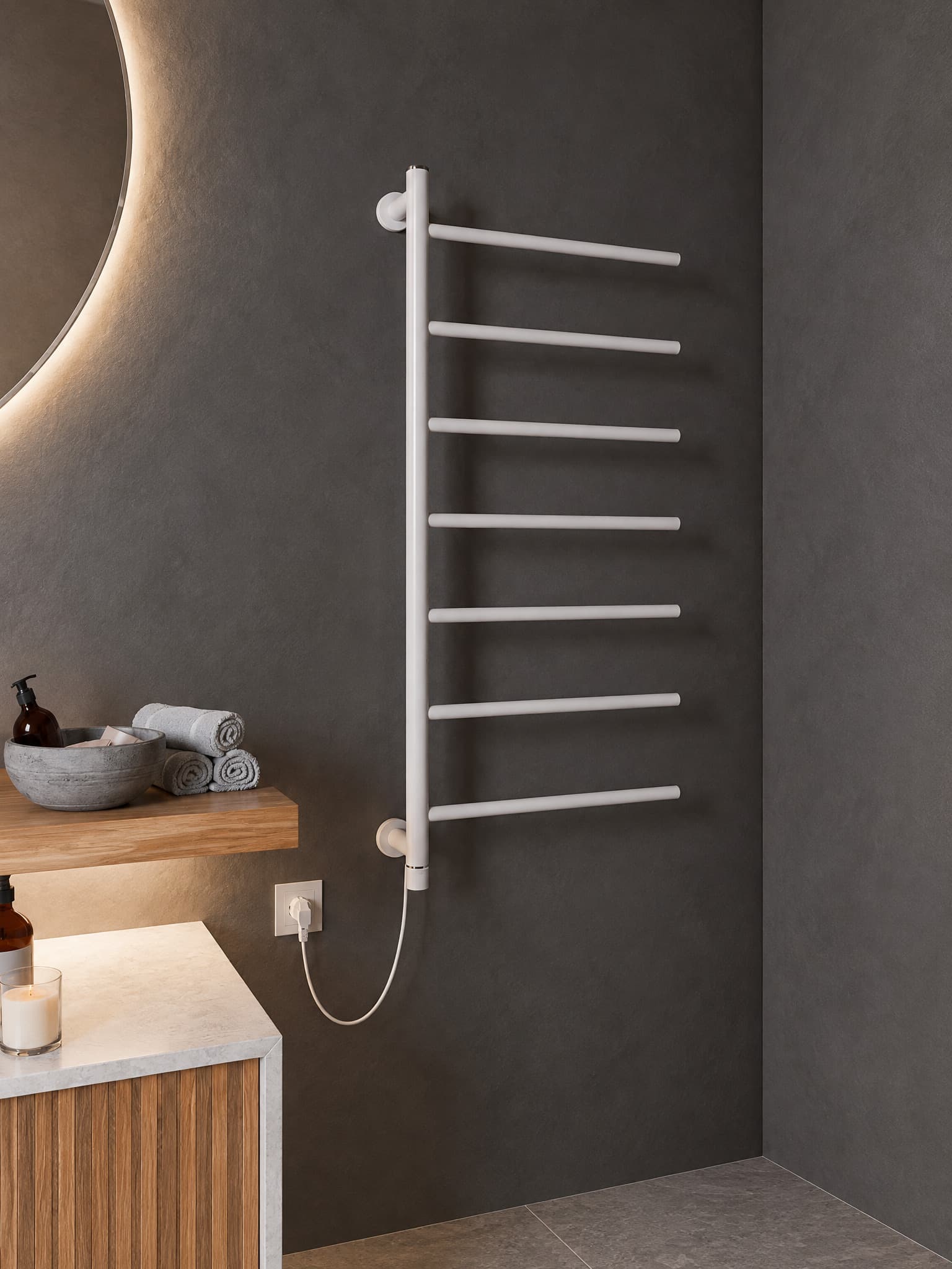 Handtuchwärmer elektrisch One-Click seitlich offen 50x100 cm Weiß