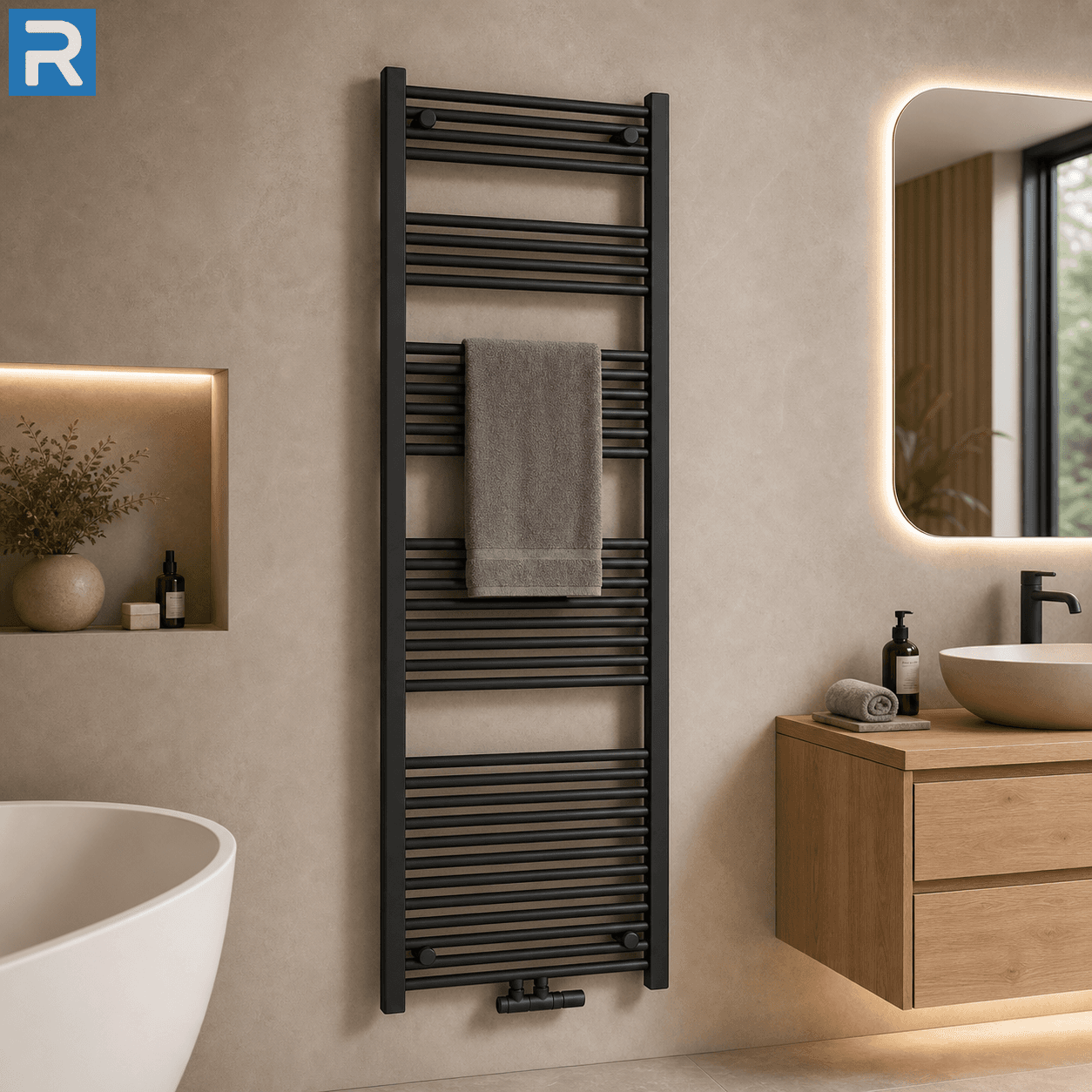 Standard Badheizkörper Rundrohr 60x180 cm Schwarz