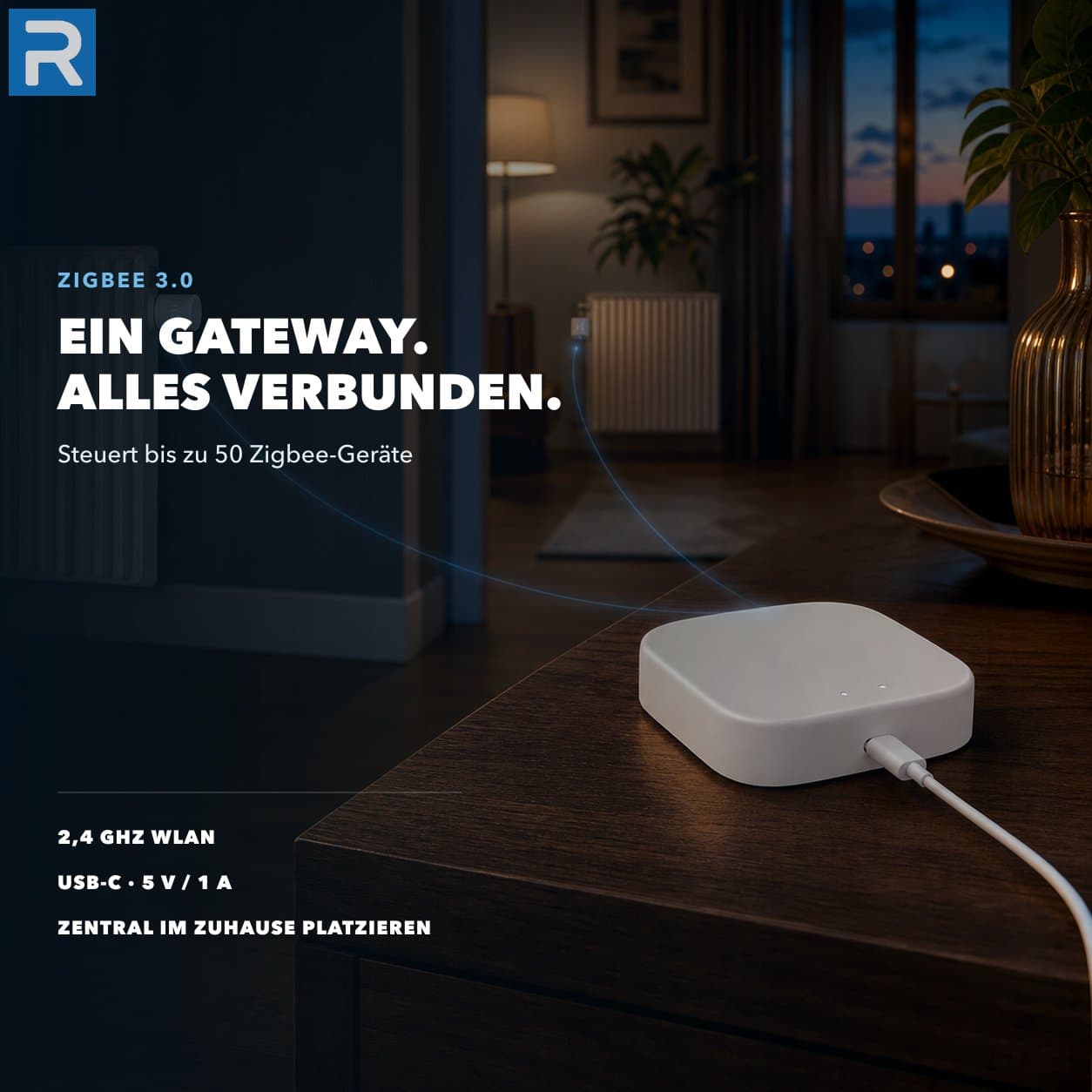 Zigbee Gateway Weiß für Thermostatköpfe Smart