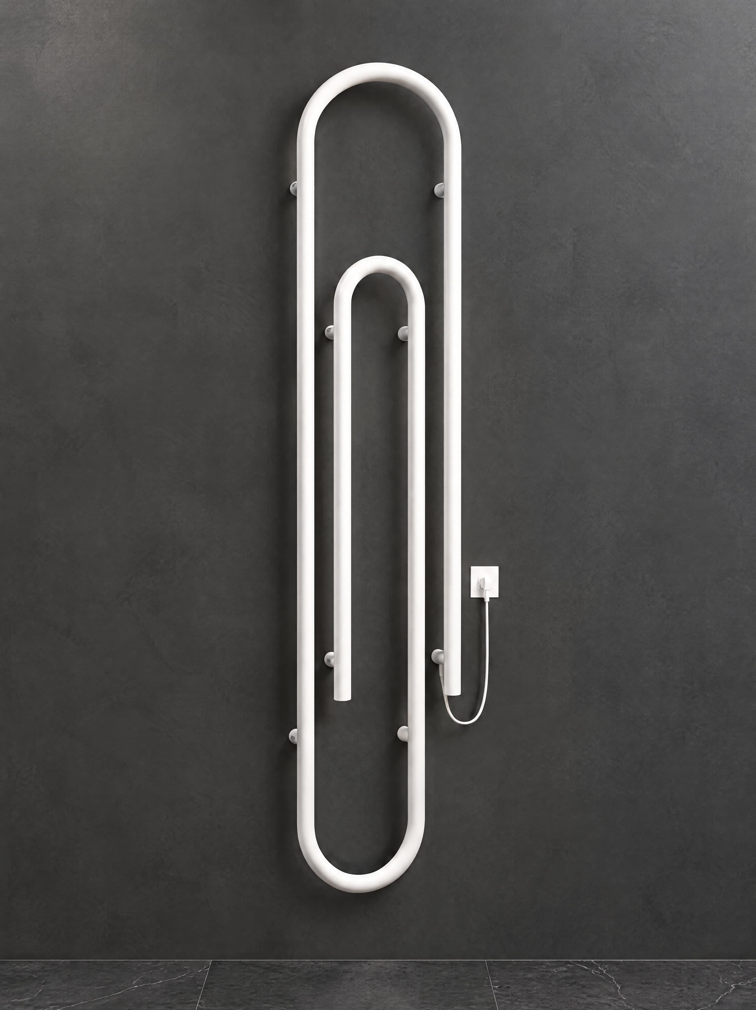 Design-Handtuchheizkörper Büroklammer elektrisch 38x170 cm Weiß