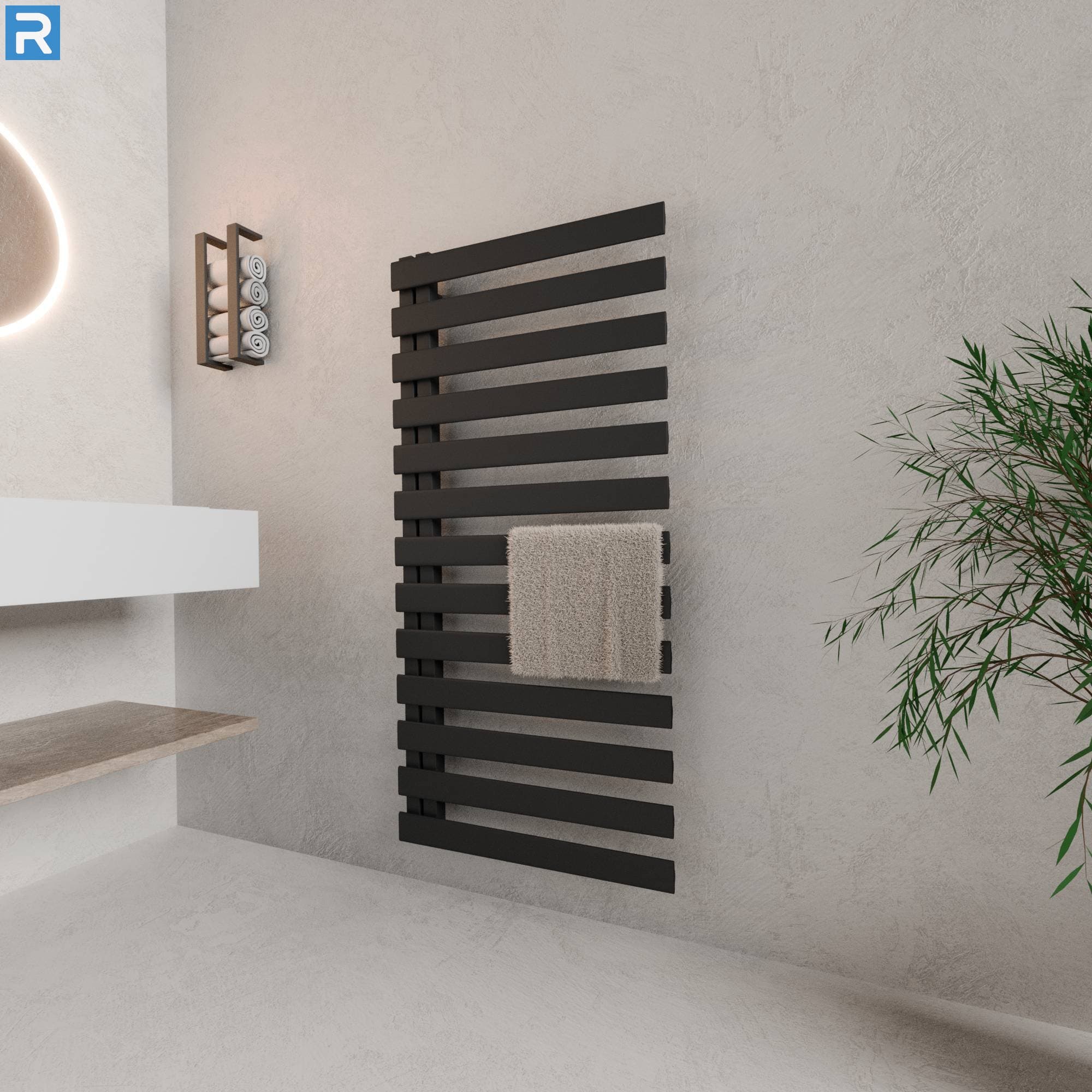 Premium Handtuchheizkörper seitlich offen 60x140 cm Schwarz