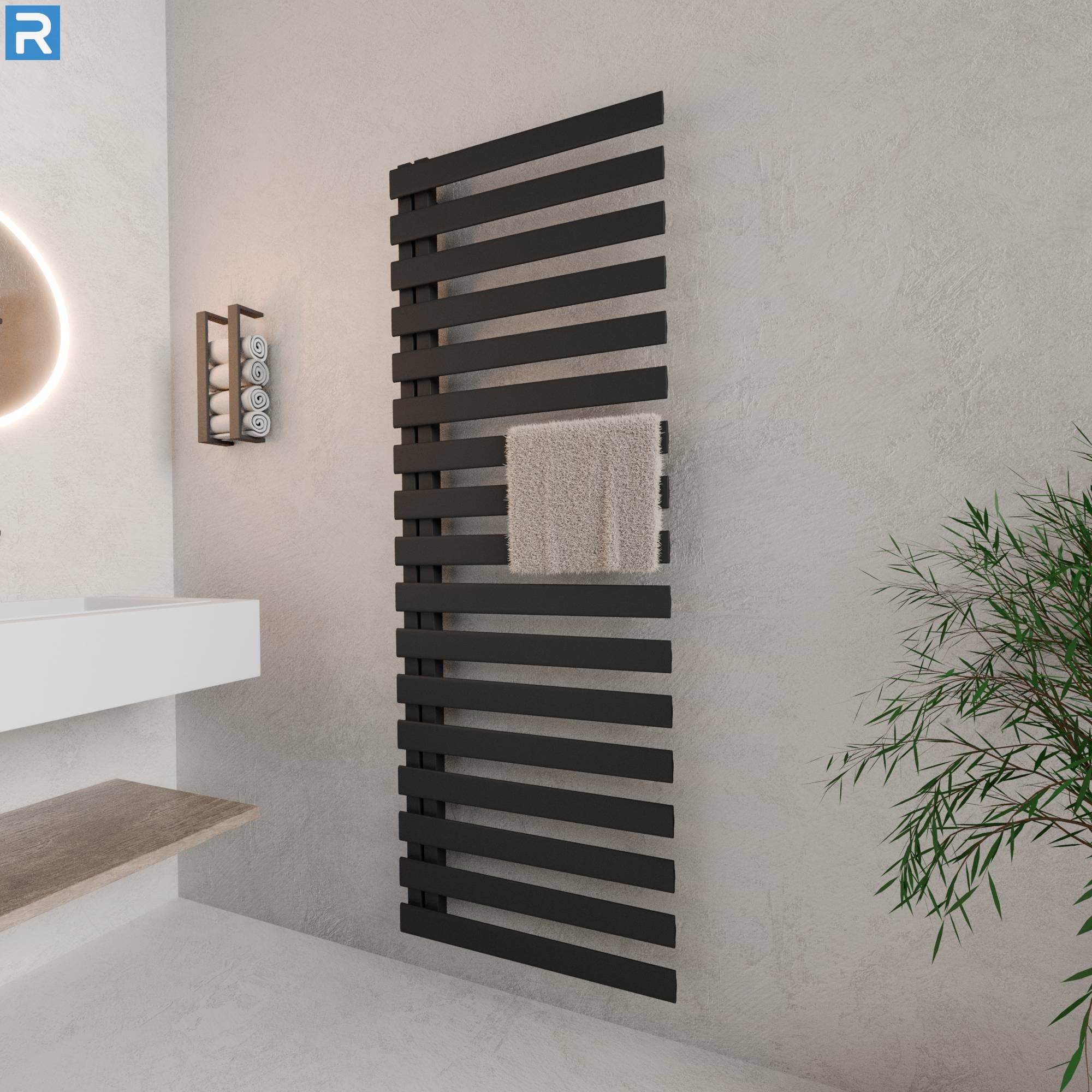 Premium Handtuchheizkörper seitlich offen 60x183 cm Schwarz